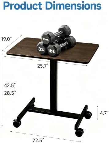 Mobile Small Standing Desk (Deep Walnut)