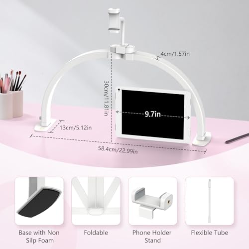 Yokilly Half Moon Light for Nail Desk: 23" Foldable Nail Light for Desk