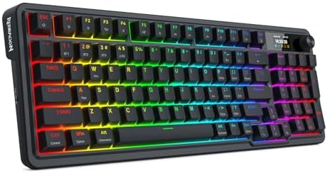 Redragon K719 PRO Wireless 95-Key Gasket Gaming Keyboard, TFT Screen & Knob