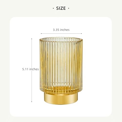 Makeup Brush Holder Organizer,Toothbrush Holders,Desk Pen Pencil Holder,Multifunctional Vintage Glass Brush Cup（L/Gold/A3-7-US）