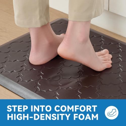Kitchen Mats for Floor, Wide Long Anti Fatigue Cushioned, Chocolate