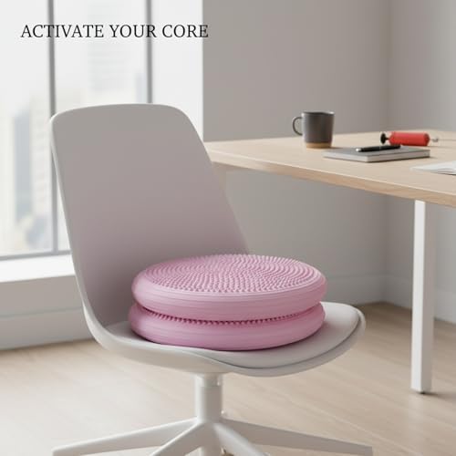 13-Inch Inflatable Wobble Cushion with Hand Pump, PVC Seat Disc for Active Sitting and Floor Workouts