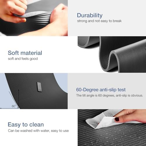 Gruper Yoga Mat Non Slip, 10/15mm Thick NBR Extra Thick Yoga Mat