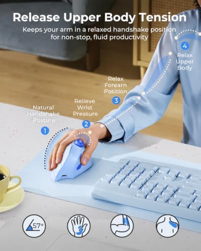 seenda MOU-302 Wireless Bluetooth Ergonomic Vertical Mouse with Volume Knob