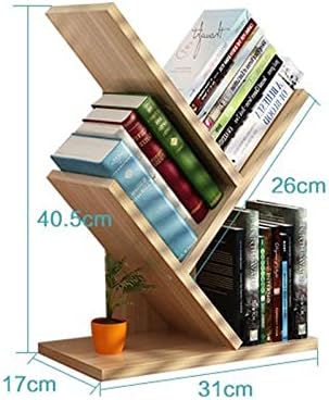 VOVCIG Y-Shaped Wooden Bookshelf, 3-Tier Adjustable Desktop Storage Rack