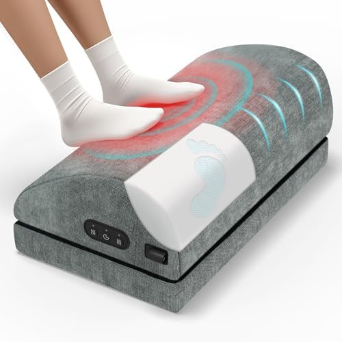 Heated Foot Rest for Under Desk at Work, Foot Stool with Vibration Massage, 2 Heat Levels, Ergonomic Memory Foam Feet Warmer Heater