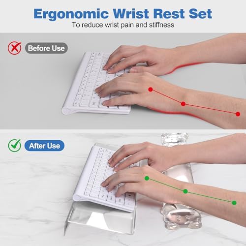 16.9inch Computer Keyboard Stand for Desktop, Gel Keyboard Wrist Rest Set