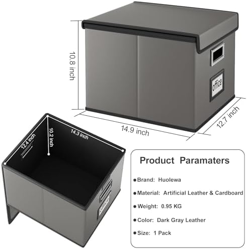 File Organizer Box with Lids, Collapsible File Folder Organizer