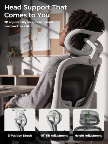 Ergonomic Office Desk Chair, Adjustable Dual Lumbar Support & Thick Seat