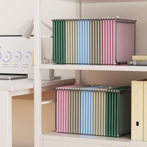 Hanging File Folder Frame Set of 2, Metal Mesh Hanging File Organizer, Hanging File Folders Legal/Letter Size for Hanging Folders Office File Organizer for Desk