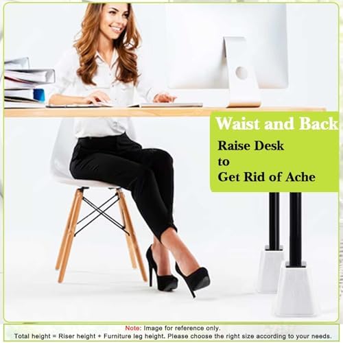 4 Pack Furniture Risers 6 Inch, Bed Risers Heavy Duty for Table Desk Couch Chair Sofa Cabinet Bed Frame Dorm, Square Table Leg Risers Lift Height 6", White
