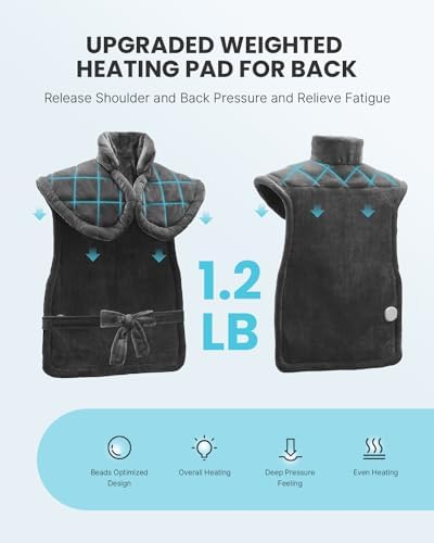 iDOO Large Weighted Electric Heating Pad for Back, Neck & Shoulders