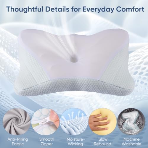 Cervical Neck Pillow, Memory Foam Contour Pillow, Queen