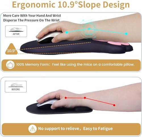 L-SPOUTTO Ergonomic Mouse Pad with Wrist Rest,Black Mouse Pad Wrist Support