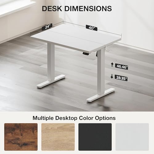 Acrolix 40x24 Electric Standing Desk with Cable Net, White
