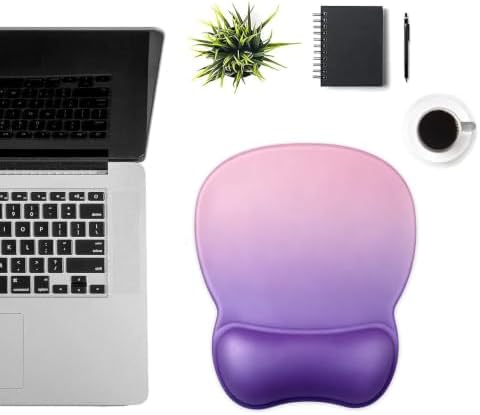 Mouse Pad with Support, Ergonomic Mouse Pad with Gel Wrist Rest, Comfortable Mousepad with Soft Wrist Support Surface and Non-Slip PU Base for Home Office Working Studying (12 Purple Gradient)