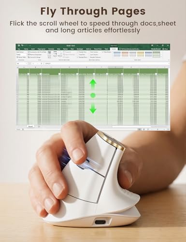 SABLUTE Ergonomic Vertical Wireless Mouse with 3-Device Switching MAM4