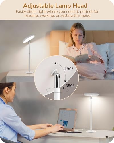 EDISHINE LED Desk Lamp, Table Lamp with High CRI 90+, 2 Adjustable Height