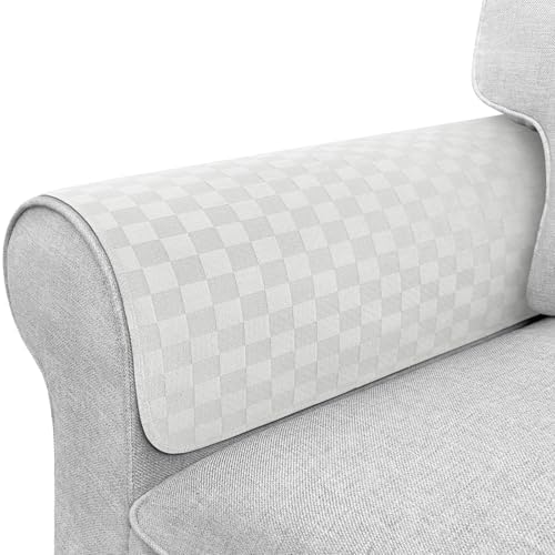 Couch Arm Covers, Sofa Arm Covers, Waterproof Armrest Cover for Sofa, Loveseat, Armchair, Anti-Slip Recliner Arm Cover, Headrest Cover, Arm Chair Covers Set of 2 (Cream, 22"×18")