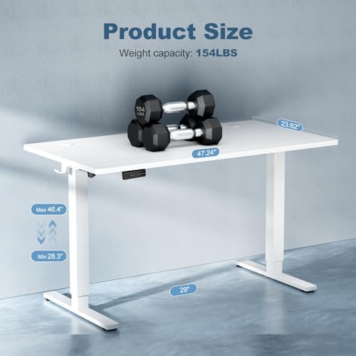 DUMOS 48 Inch Electric Standing Desk, Memory Adjustable Home Office Desk