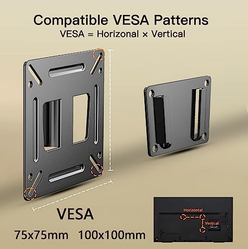 Nuyoah Monitor Wall Mount for 14”-27” TVs LED LCD Flat Screen, Small TV Mount for Computer Monitors, RV TV Mount Camper Fixed Low Profile with 100x100mm VESA Mount, Hold up 33lbs (Pack of 2)