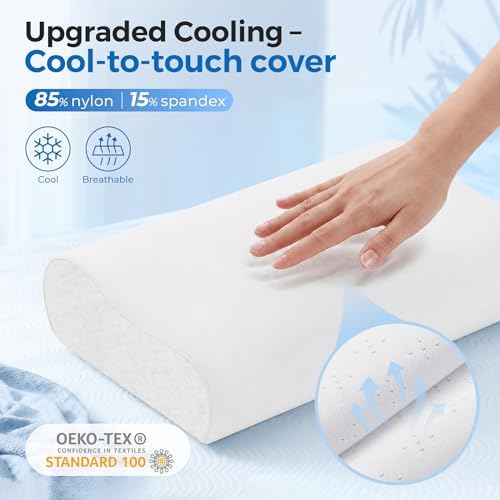 Elviros Cooling Memory Foam Neck Pillow Cervical Bed Pillow