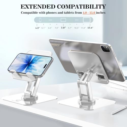 OCYCLONE iPad Stand, 360° Rotating iPad Tablet Stand Holder for Desk, White