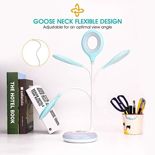 mafiti LED Desk Lamp Cordless Rechargeable Battery Operated Table Light Adjustable Gooseneck Dimmable Touch Control Color Changing RGB Eye-Caring Base Night Light for Kids with USB Charging Cable
