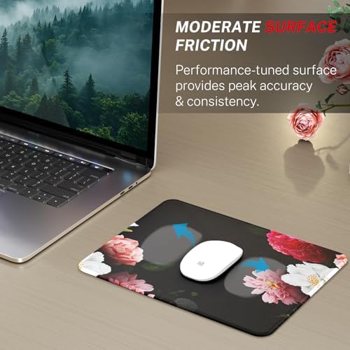 MROCO Essential Office & Gaming Mouse Pad, 8.5 x 11 Inch, Black Flower