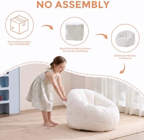 HUGHEAVEN Kids Bean Bag Chair, Small Memory Foam Sofa, Ages 3+
