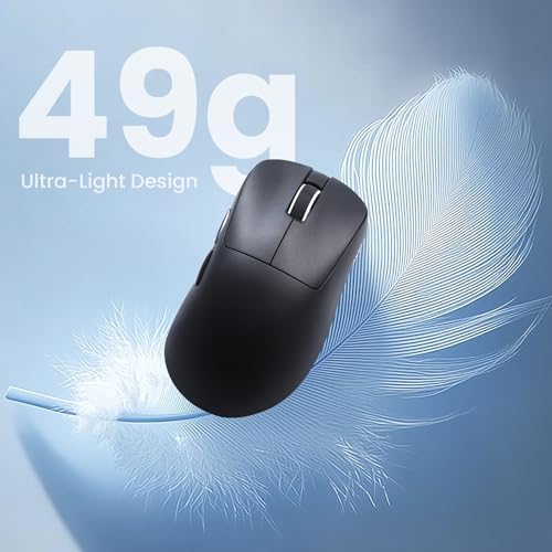 Akko Nest Wireless Gaming Mouse, 8K Polling Rate with PAW 3950 Sensor, 30000 DPI, 49g Lightweight,Omron Mechanical Switches, BT/2.4G/Wired Computer Mouse, Black