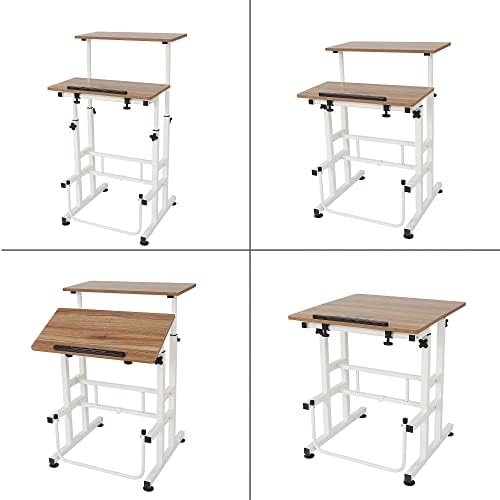 SDADI Adjustable Height Standing Desk with Swinging Footrest Optional for Standing and Seating 2 Modes, Dark Grain L101XWFDT