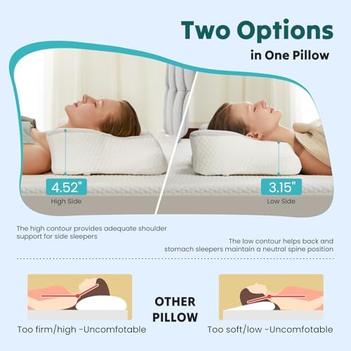 Cervical Neck Pillow, Memory Foam Contour Pillow, Queen