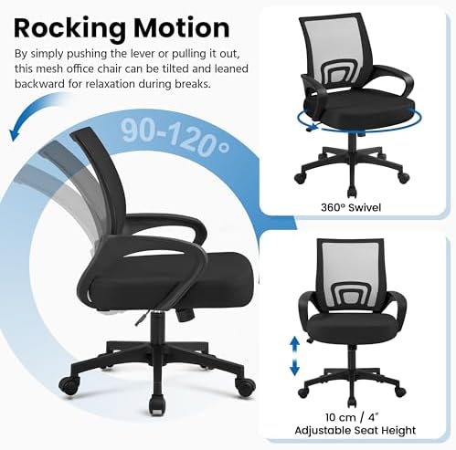 Yaheetech Mid-Back Mesh Computer Office Desk Chair Adjustable Swivel, Black