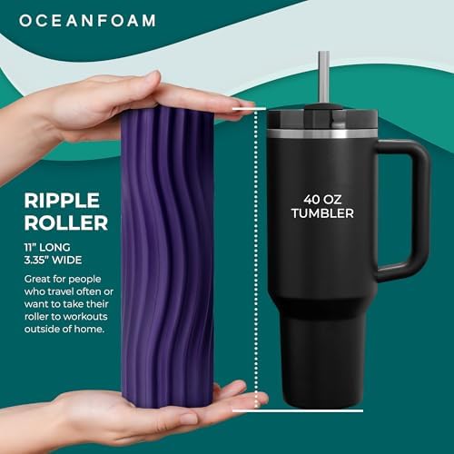 Oceanfoam Ripple Roller - Small Foam Roller for Physical Therapy (Purple)