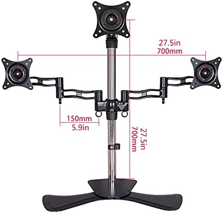 Monitor Arm Triple Monitor Stand Mount 15"-27" Aluminum Alloy Monitor Desk Mount Height Adjustable Vesa Bracket, Holds Up to 15.4Lbs, 3 Installation Methods Monitor(B)