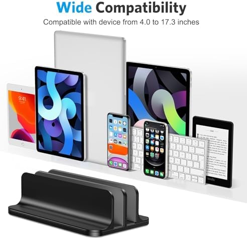 OMOTON Dual Vertical Desk Laptop Stand Holder, Fits MacBook Air/Pro, Black