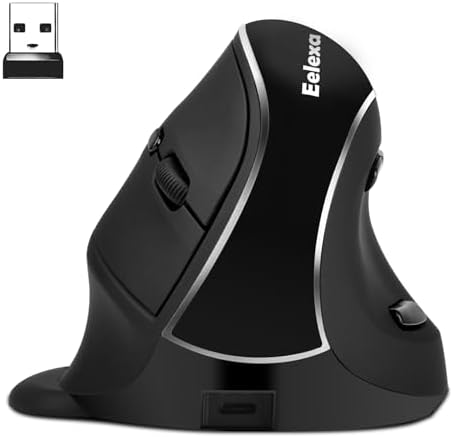 Eelexa Ergonomic Vertical Mouse: 2.4G Bluetooth Dual Mode Optical Computer Mice,Wireless Rechargeable Mouse with Removable Palm Rest,Compatible with Windows and MAC OS (V638 Dual Mode)