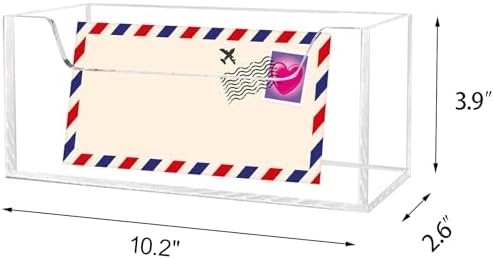 Acrylic Mail Holder Organizer Box for Desk Countertop Wall Mount Clear