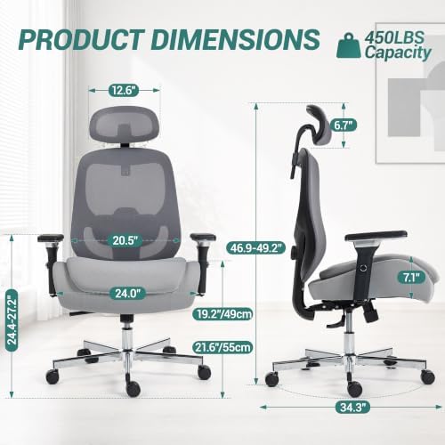 450LBS Ergonomic Mesh Office Chair with 4D Armrests