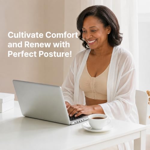 Posture Corrector Bra for Women, Back Support Front Closure Wireless Bra