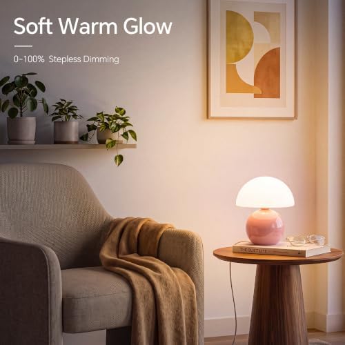 Dawnwake Mushroom Lamp Table Lamp for Bedroom-Small Desk Table Lamps,Pink