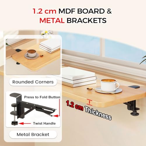 Desk Extender w/Wood-Grain Finish, Window Sill Extension Board