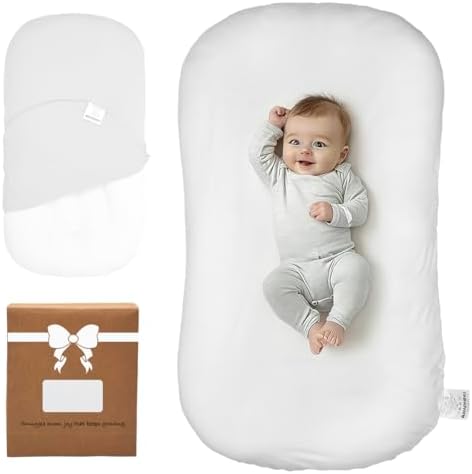 Baby Lounger Oversized 0-24 Months, Home and Travel Infant Cushion-White
