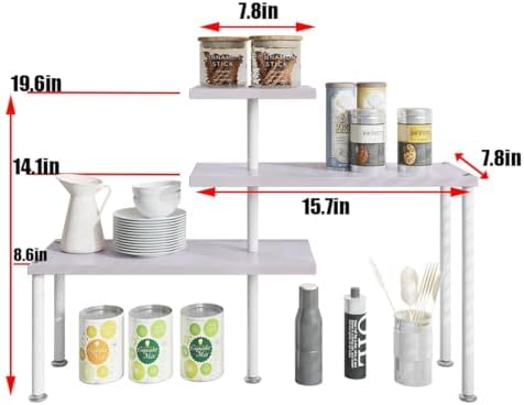 3 Tier Adjustable Countertop Organizer Corner Shelf