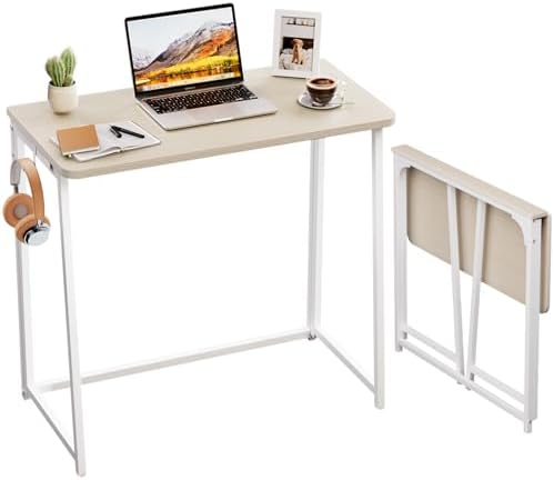 WOHOMO Folding Desk, 31.5" Foldable Computer Table for Small Spaces, Oak