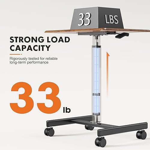 Sweetcrispy Mobile Rolling Desk, Small Standing Desk with Wheels