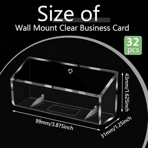Eersida 32 Pcs Acrylic Business Card Holder for Wall Mount or Place on Desk