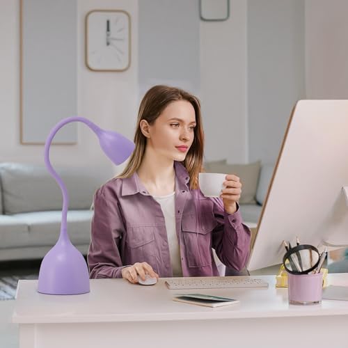 EJIAXIN Desk Lamp for College Dorm Room - LED Reading Light, Purple