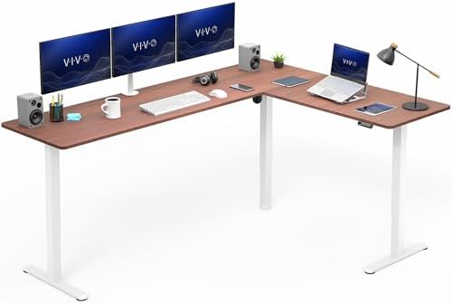 VIVO Dark Walnut 84 x 63 in Corner Standing Desk, DESK-E3CTWD-84